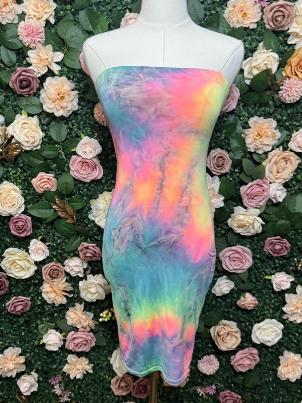 Strapless Tie-Dye Bodycon Dress